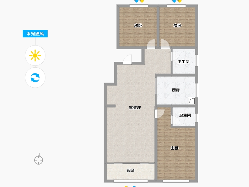 河南省-信阳市-商城县祥瑞花园小区-115.00-户型库-采光通风