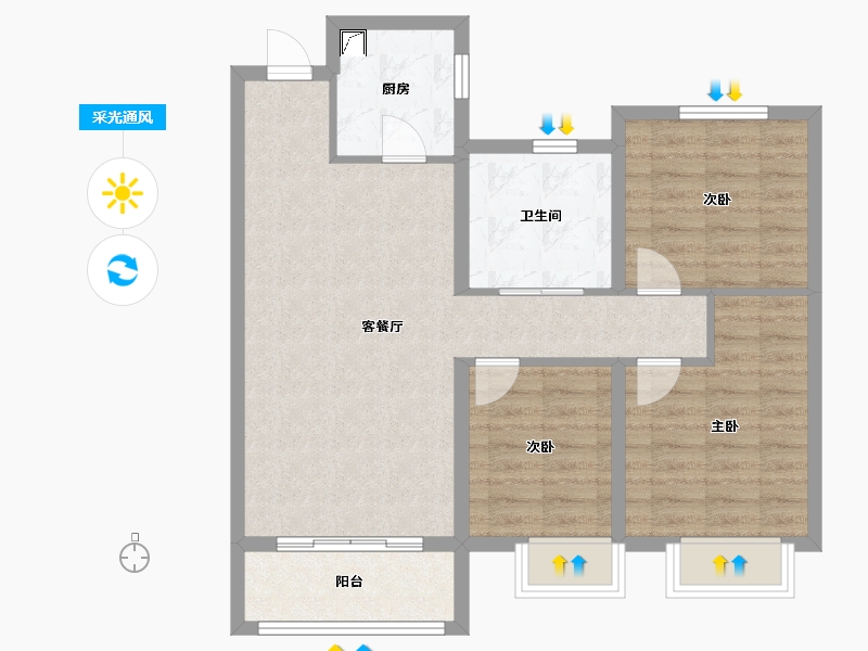 黑龙江省-哈尔滨市-锦云世家-90.47-户型库-采光通风