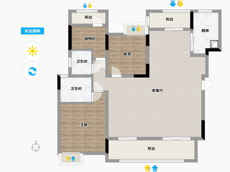 四川省-资阳市-华鼎·江宸府-122.00-户型库-采光通风