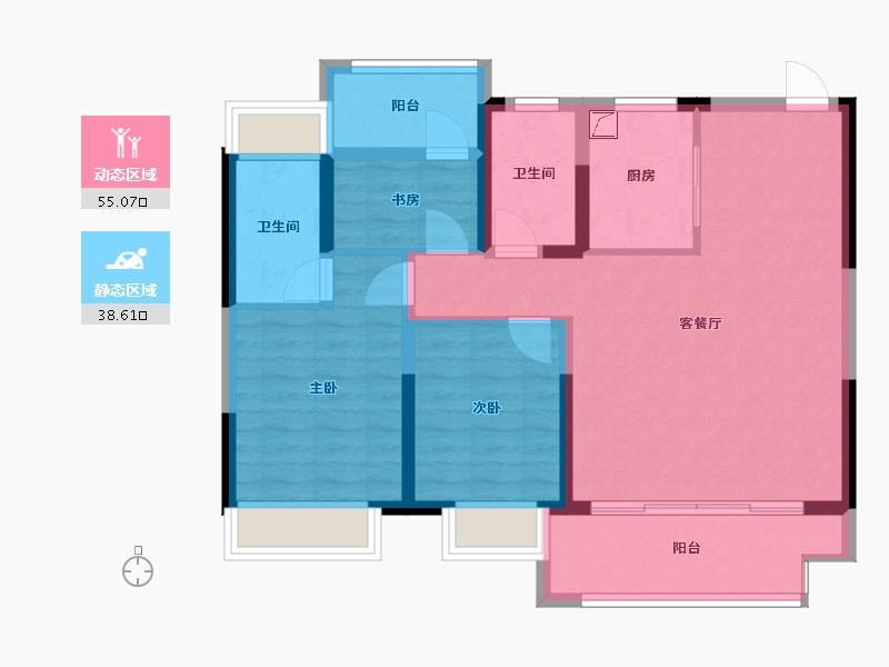 江苏省-盐城市-云图时光-91.65-户型库-动静分区