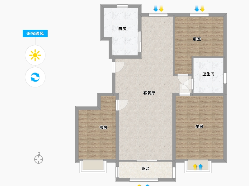 山东省-滨州市-锦绣苑-110.00-户型库-采光通风