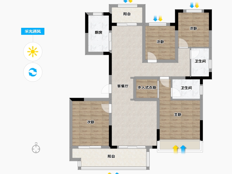 河南省-郑州市-万锦熙岸-118.00-户型库-采光通风