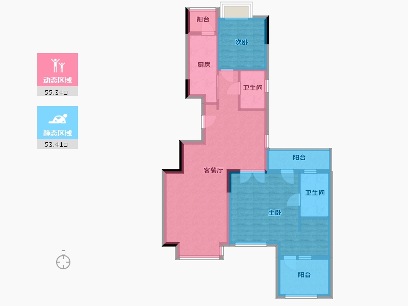 黑龙江省-哈尔滨市-碧桂园华美上城-100.00-户型库-动静分区