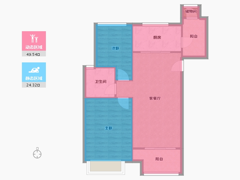 重庆-重庆市-万科未来星光-63.00-户型库-动静分区