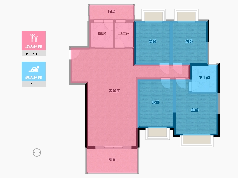 广西壮族自治区-钦州市-承建嘉华·阆苑项目-125.00-户型库-动静分区