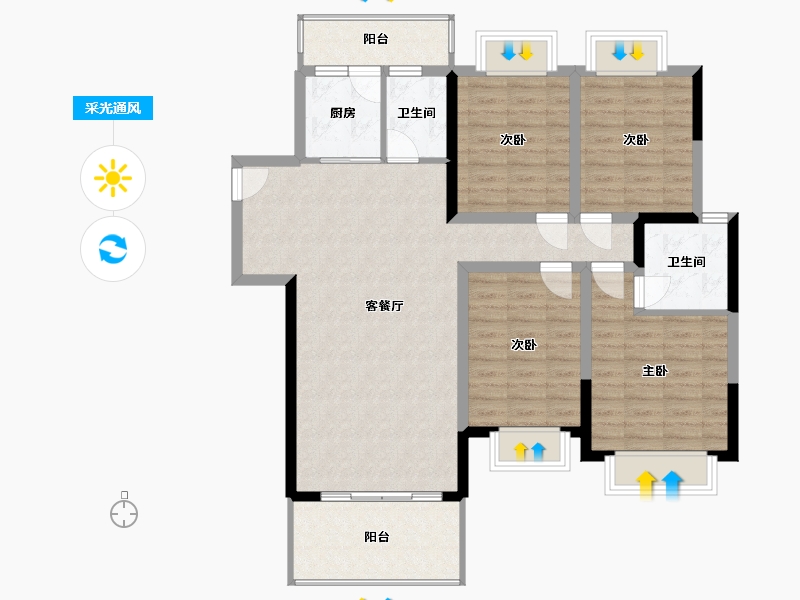 广西壮族自治区-钦州市-承建嘉华·阆苑项目-125.00-户型库-采光通风