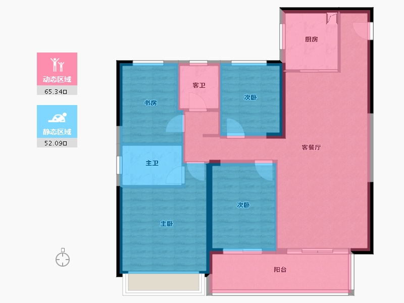 江苏省-苏州市-天鹅港华庭​-105.98-户型库-动静分区