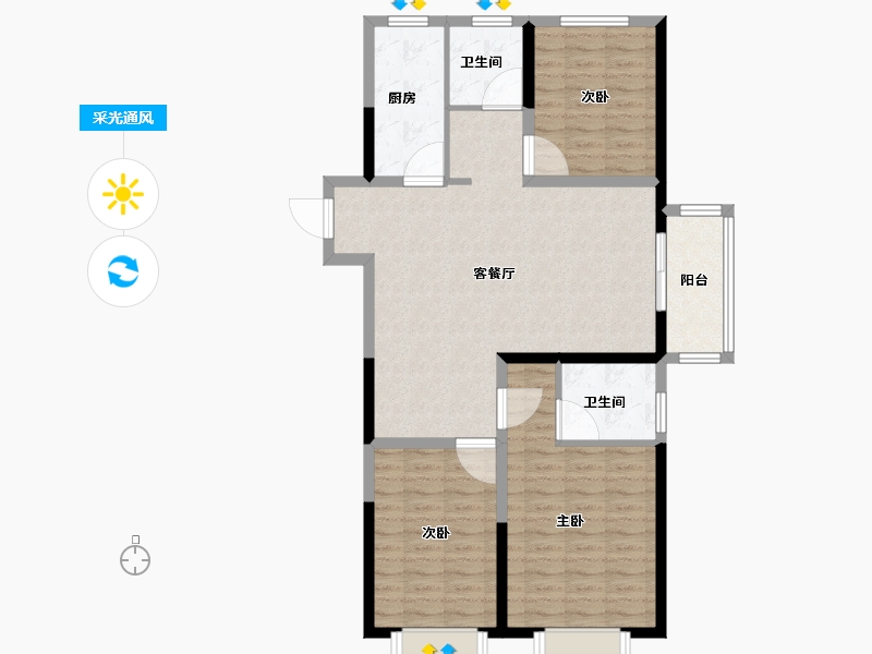 河南省-郑州市-华瑞紫韵城-96.01-户型库-采光通风