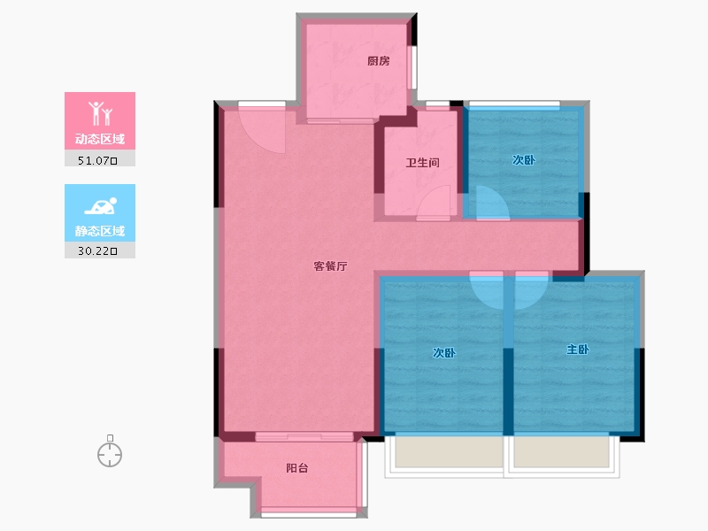 江苏省-苏州市-建发·御璟湾-72.05-户型库-动静分区