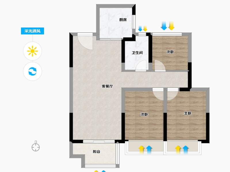 江苏省-苏州市-建发·御璟湾-72.05-户型库-采光通风