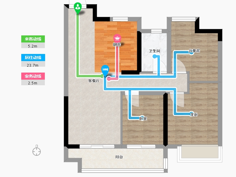 江苏省-苏州市-悦江南花园-71.32-户型库-动静线