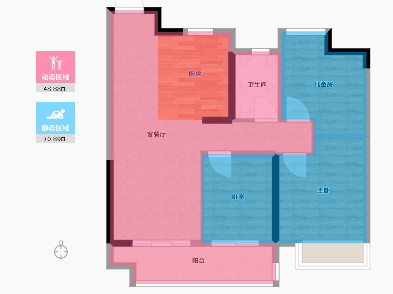 江苏省-苏州市-悦江南花园-71.32-户型库-动静分区