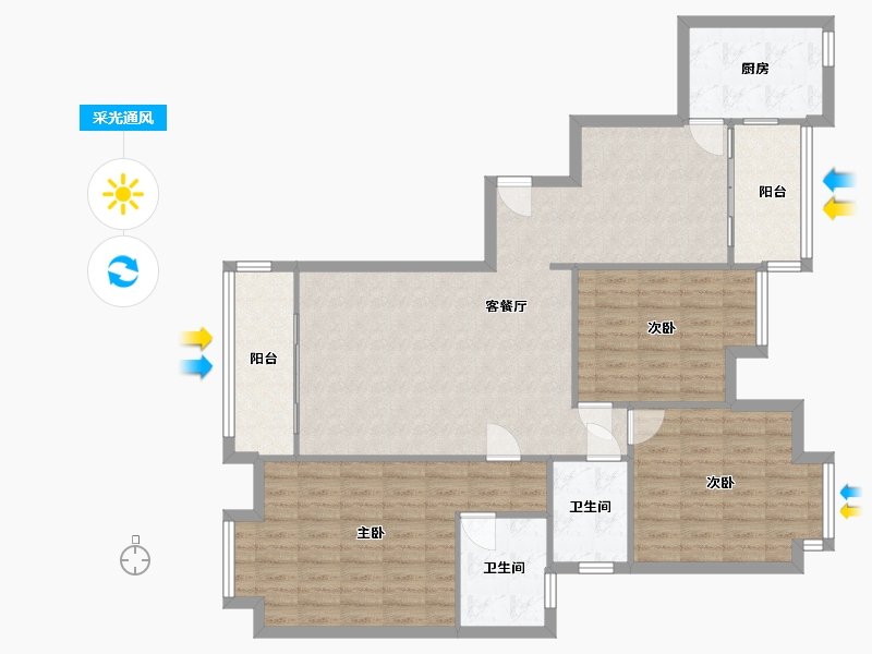 四川省-成都市-劲力蓝色理想-8号楼-113.90-户型库-采光通风