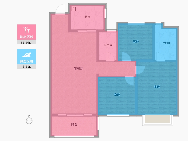 湖北省-鄂州市-宏伟新天地-98.00-户型库-动静分区