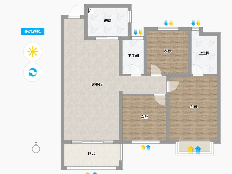 湖北省-鄂州市-宏伟新天地-98.00-户型库-采光通风