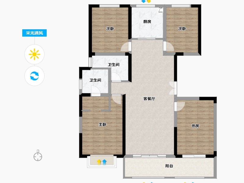 山西省-晋中市-雅园-135.00-户型库-采光通风