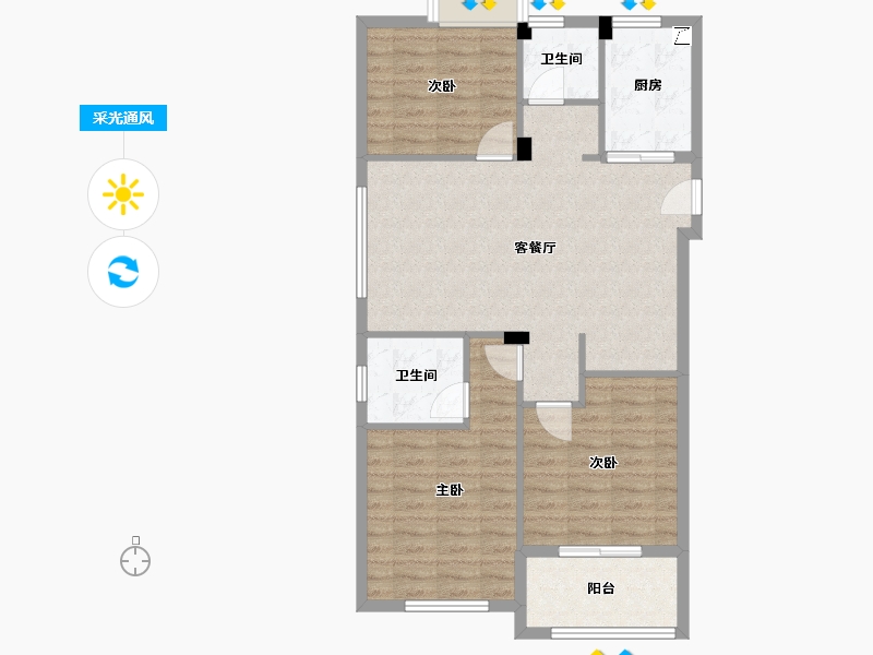 浙江省-台州市-荣远尚郡-90.00-户型库-采光通风