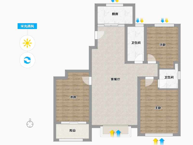 山东省-淄博市-紫御城-97.00-户型库-采光通风