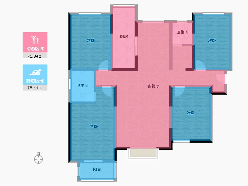 河南省-郑州市-华瑞紫韵城-134.40-户型库-动静分区