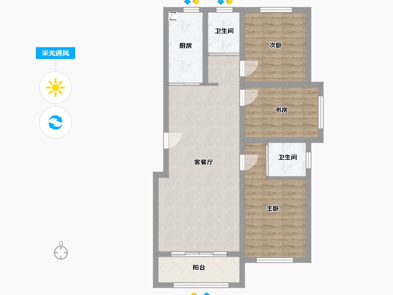 河北省-沧州市-七号院-90.00-户型库-采光通风