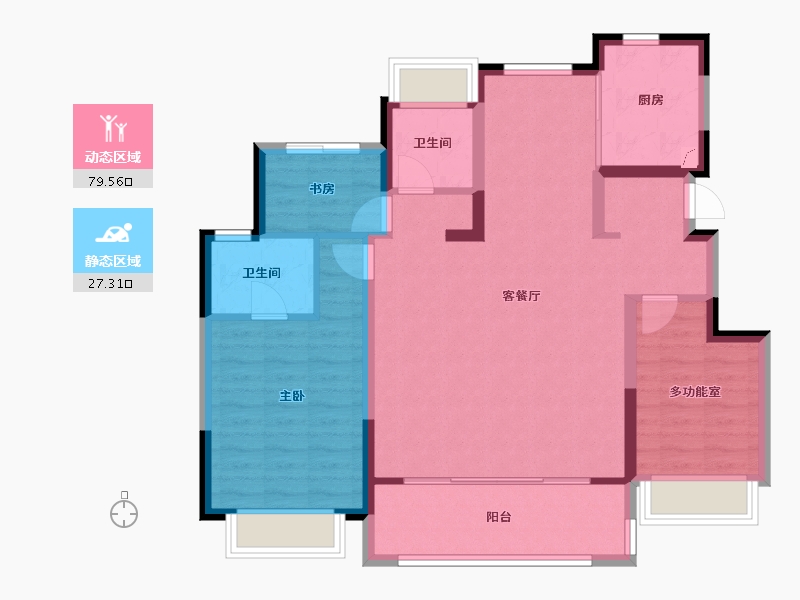 江苏省-苏州市-大境风华​-96.40-户型库-动静分区