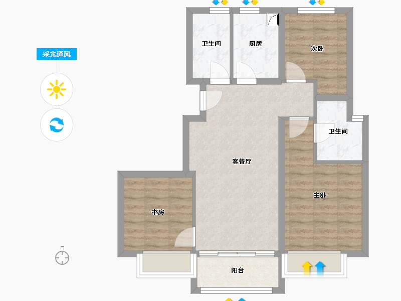 浙江省-金华市-兰花名邸-70.00-户型库-采光通风