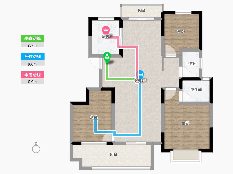 河南省-郑州市-宏江溢彩年华-100.80-户型库-动静线