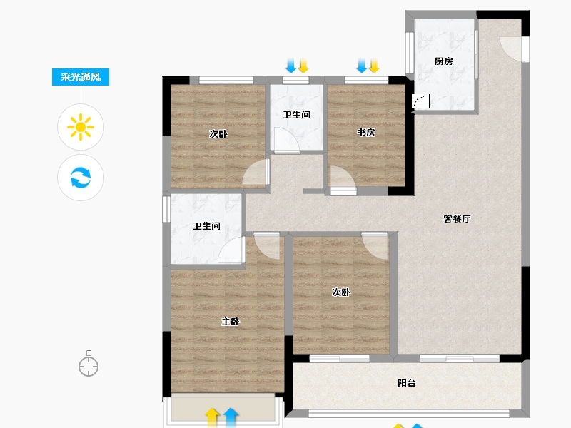 江苏省-苏州市-悦景水湾-102.01-户型库-采光通风