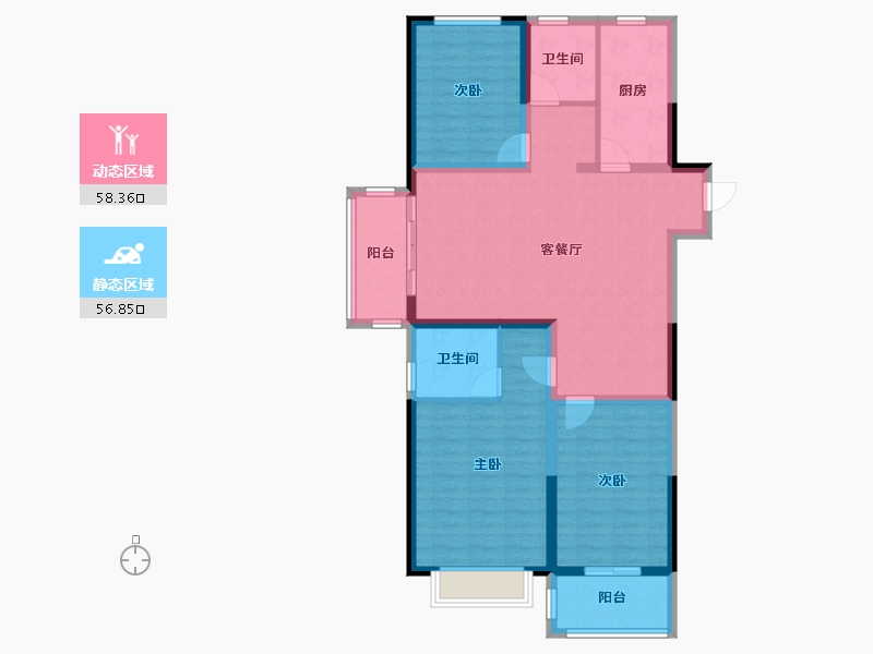 河南省-郑州市-华瑞紫韵城-103.20-户型库-动静分区