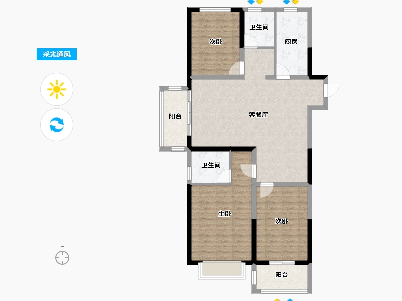 河南省-郑州市-华瑞紫韵城-103.20-户型库-采光通风