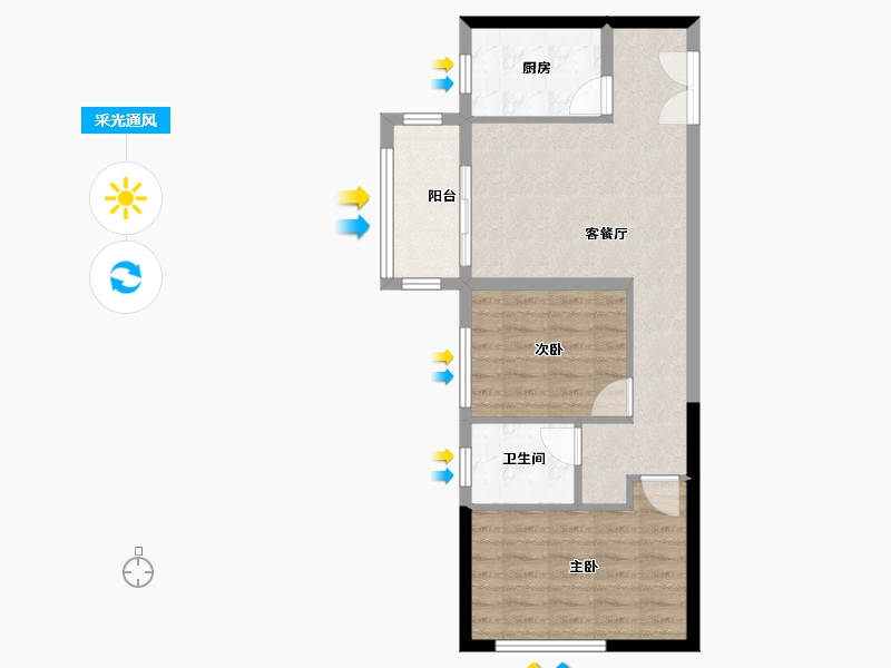 河南省-郑州市-升龙御玺-63.20-户型库-采光通风