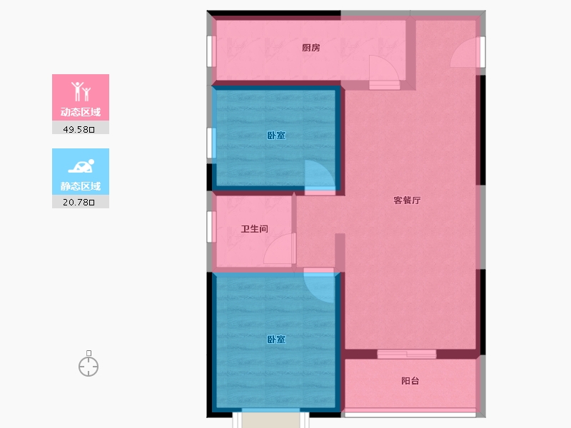 陕西省-西安市-绿城·春风心语-69.00-户型库-动静分区