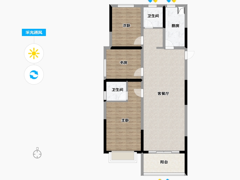 河南省-郑州市-华瑞紫韵城-96.80-户型库-采光通风