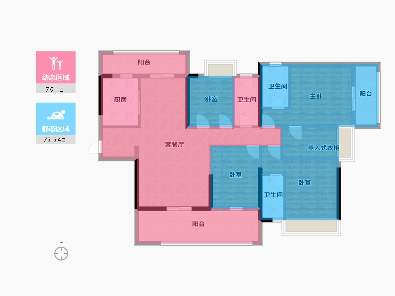 广东省-惠州市-天翔湖沁庭-135.75-户型库-动静分区