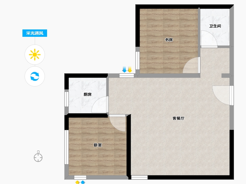 河南省-郑州市-保利心语（住宅)-75.40-户型库-采光通风