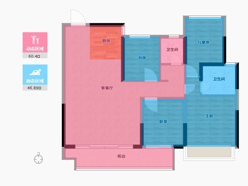 江苏省-苏州市-悦江南花园​-96.80-户型库-动静分区