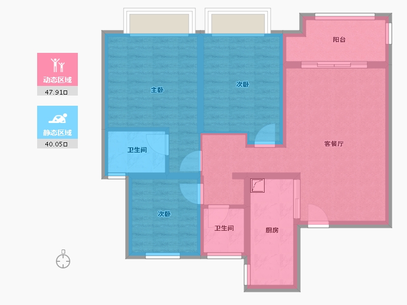 陕西省-宝鸡市-宏运海河湾-85.79-户型库-动静分区