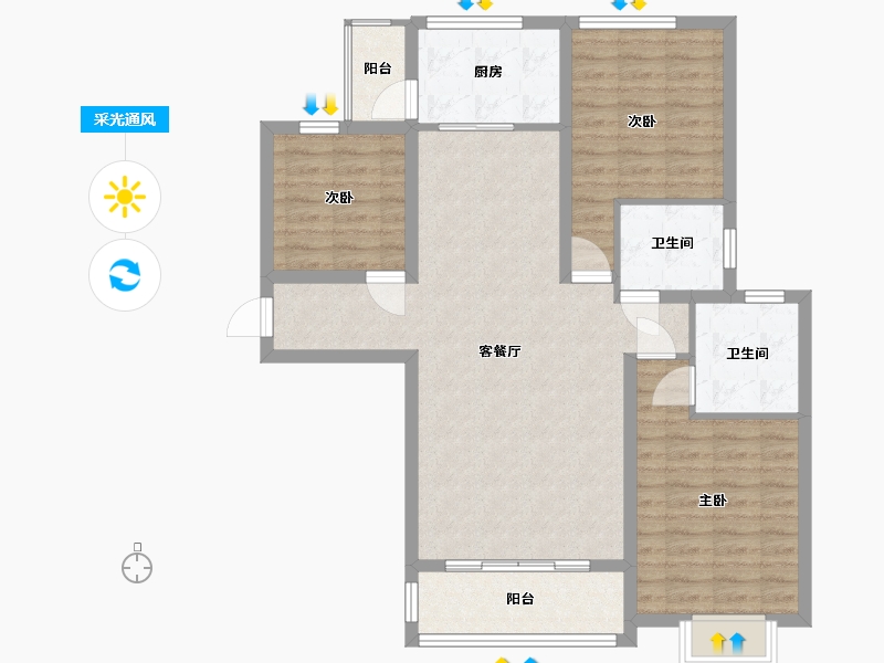 山西省-临汾市-盛世丁陶-131.68-户型库-采光通风