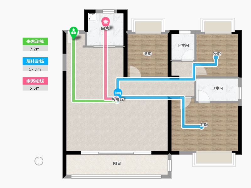 湖北省-武汉市-光谷澎湃城奥山府-109.70-户型库-动静线