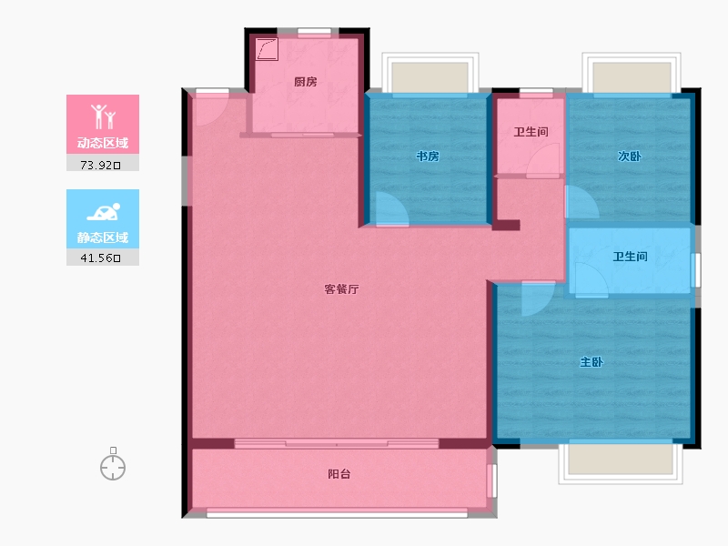 湖北省-武汉市-光谷澎湃城奥山府-109.70-户型库-动静分区