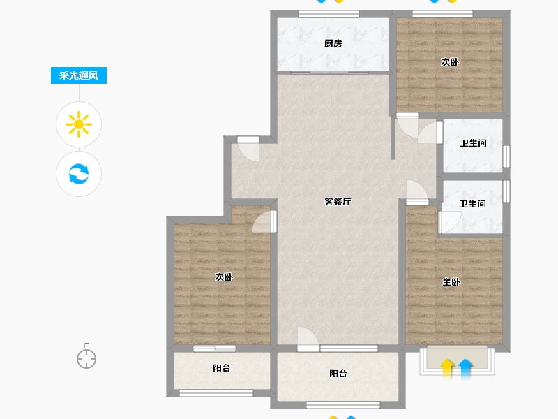 山东省-潍坊市-盛华城-123.00-户型库-采光通风