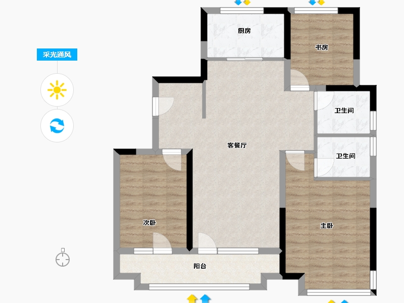 山东省-潍坊市-众城新华生活城-89.00-户型库-采光通风