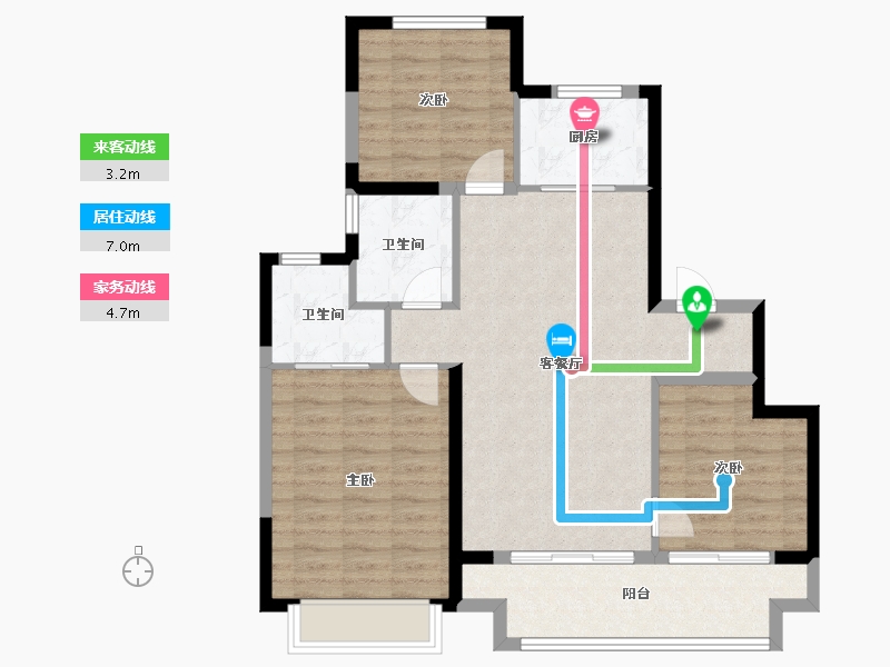 江苏省-扬州市-璟誉花园-89.30-户型库-动静线