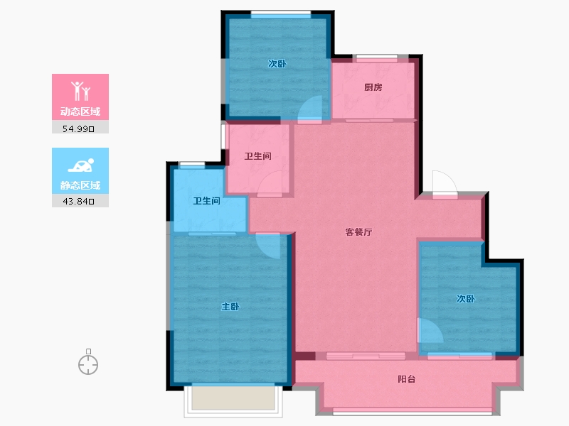 江苏省-扬州市-璟誉花园-89.30-户型库-动静分区