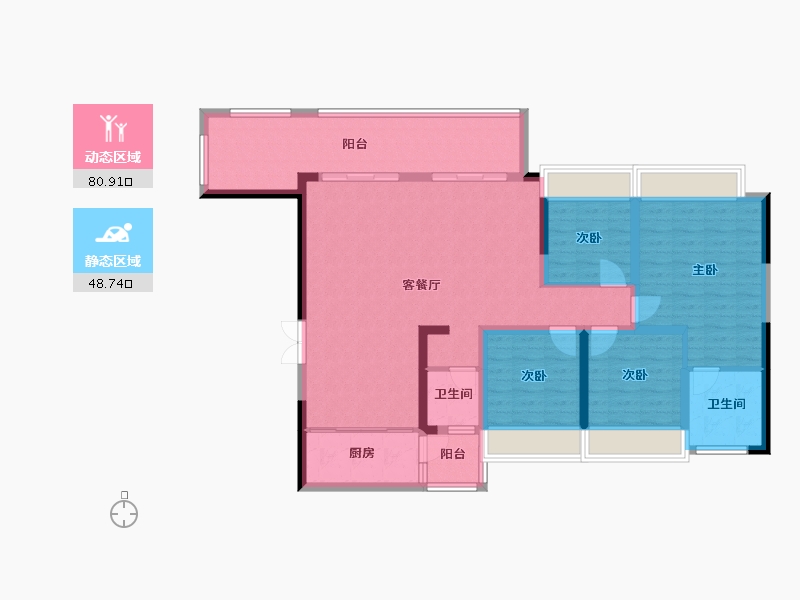 贵州省-黔南布依族苗族自治州-都匀麒龙·华府-126.56-户型库-动静分区