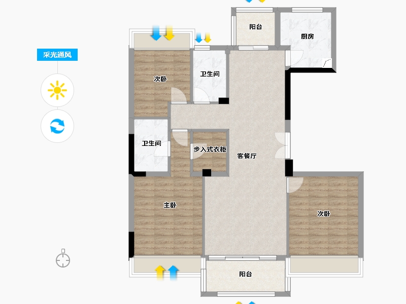 浙江省-杭州市-紫郡东苑-北区-150.00-户型库-采光通风