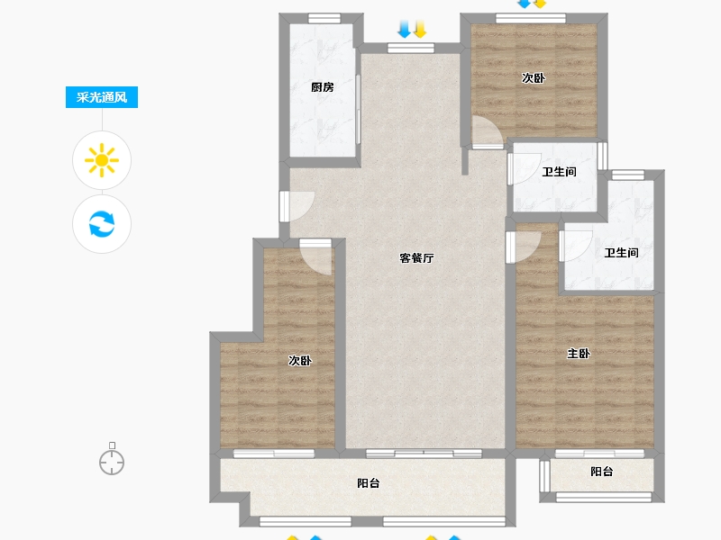 河南省-洛阳市-中骏雍景湾-100.00-户型库-采光通风