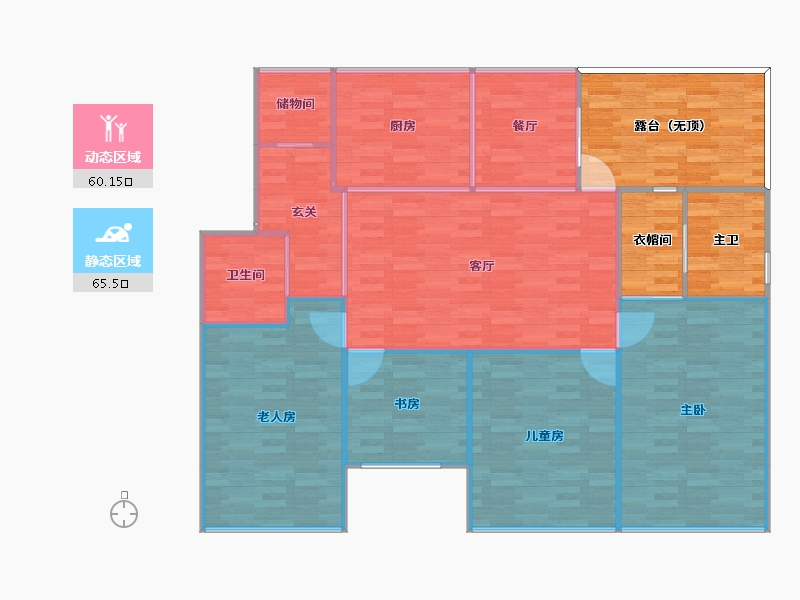 浙江省-宁波市-飞虹新村-128.56-户型库-动静分区