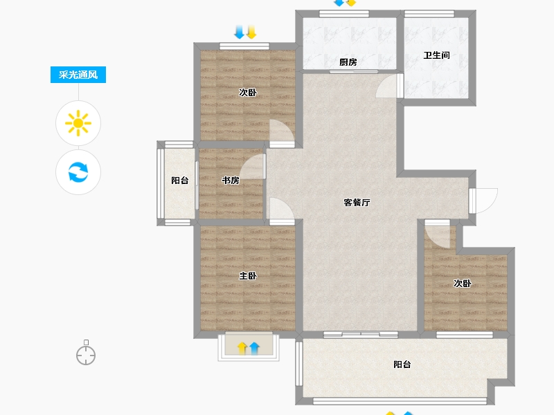 山东省-临沂市-育博苑东区-115.00-户型库-采光通风