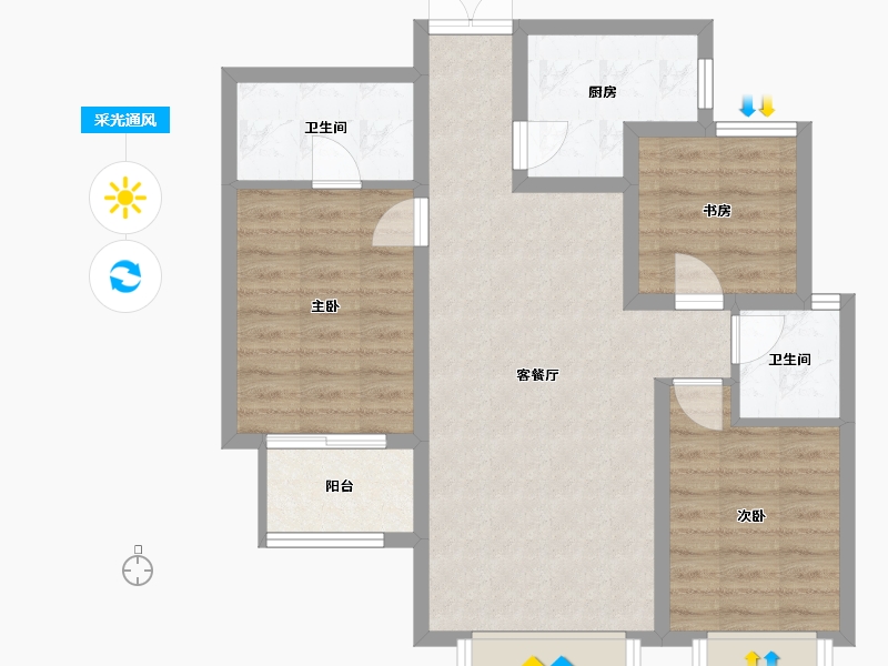 河北省-邢台市-福美六号院-88.00-户型库-采光通风